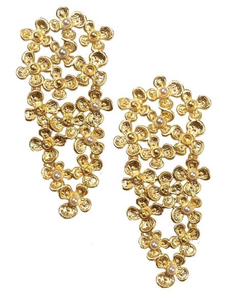 PENDIENTES MUJER LARGOS Y DORADOS DECORADOS CON PERLITAS