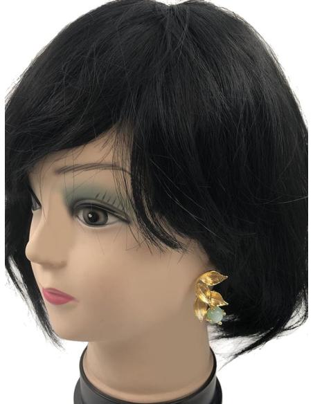 PENDIENTES MUJER DORADOS CON PIEDRA VERDE PARA BODAS