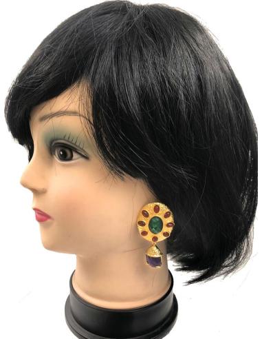 PENDIENTES MUJER DE PIEDRAS GRANATE Y VERDE PARA BODAS