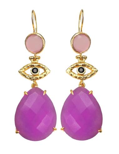 PENDIENTES LARGOS CON PIEDRAS Y BAÑO DE ORO ESPECIAL BODAS