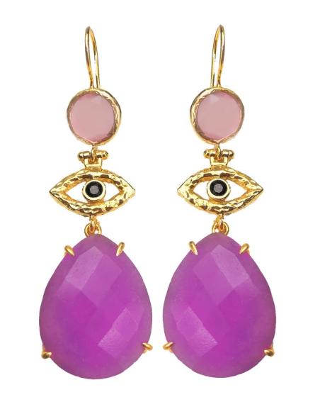 PENDIENTES LARGOS CON PIEDRAS Y BAÑO DE ORO ESPECIAL BODAS