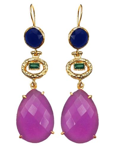 PENDIENTES LARGOS CON PIEDRAS Y BAÑO DE ORO ESPECIAL BODAS