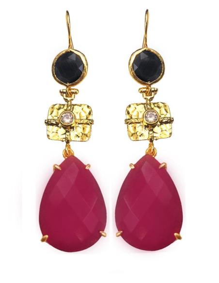 PENDIENTES LARGOS CON PIEDRAS Y BAÑO DE ORO ESPECIAL BODAS