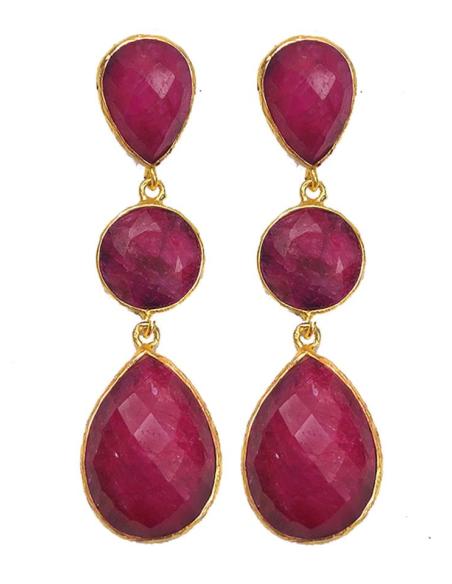PENDIENTES LARGOS PARA BODAS DISEÑO DE TRES PIEDRAS COLOR MODA