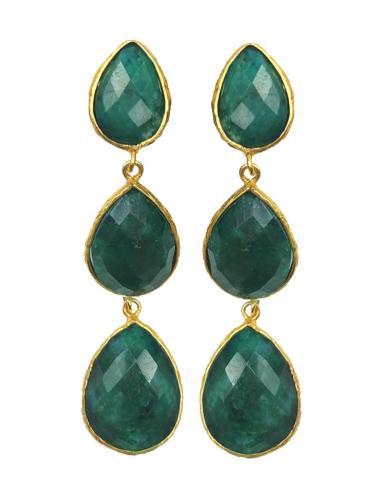 PENDIENTES LARGOS PARA BODAS DISEÑO DE TRES PIEDRAS COLOR MODA