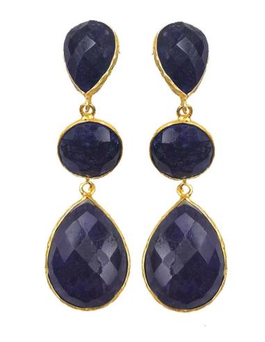 PENDIENTES LARGOS PARA BODAS DISEÑO DE TRES PIEDRAS COLOR MODA