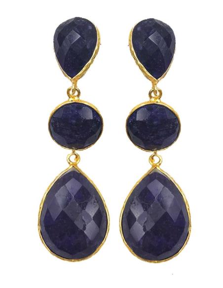 PENDIENTES LARGOS PARA BODAS DISEÑO DE TRES PIEDRAS COLOR MODA