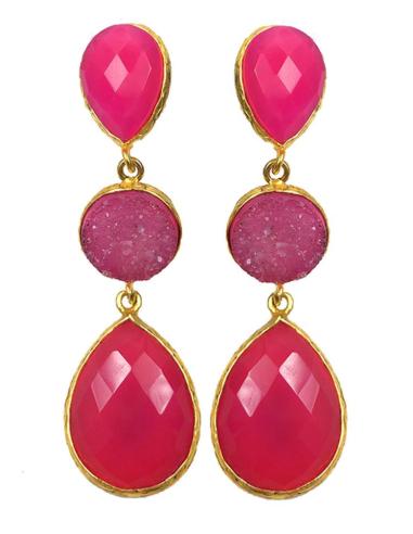 PENDIENTES LARGOS PARA BODAS DISEÑO DE TRES PIEDRAS COLOR MODA