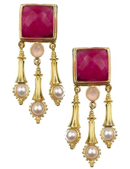 PENDIENTES MUJER LARGOS BUGAMBILIAS REPLICA DE JOYAS ANTIGUAS