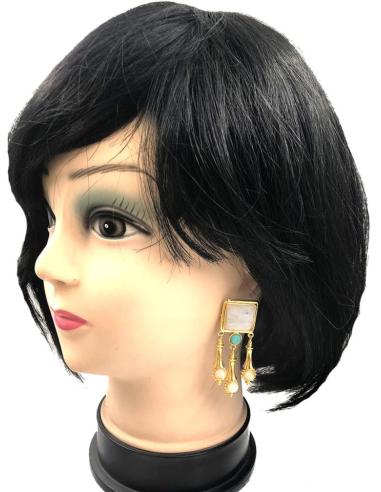 PENDIENTES MUJER LARGOS DE PERLAS Y CUARZO REPLICA DE JOYAS