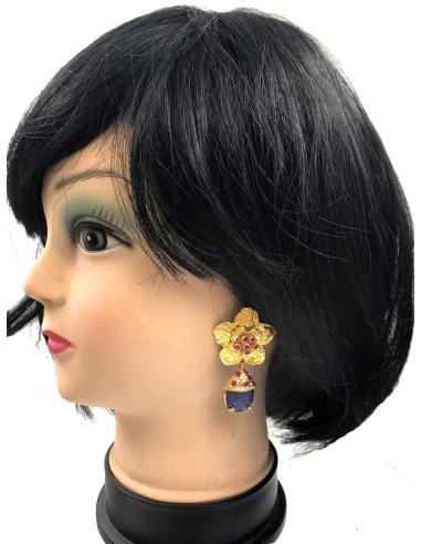 PENDIENTES PARA MUJER DORADOS CON PIEDRAS NATURALES AZULES
