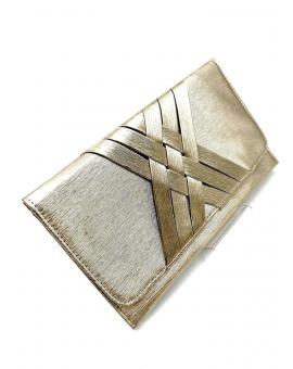 BOLSOS BODA DORADOS CARTERA ELEGANTE CON SOLAPA DRAPEADA