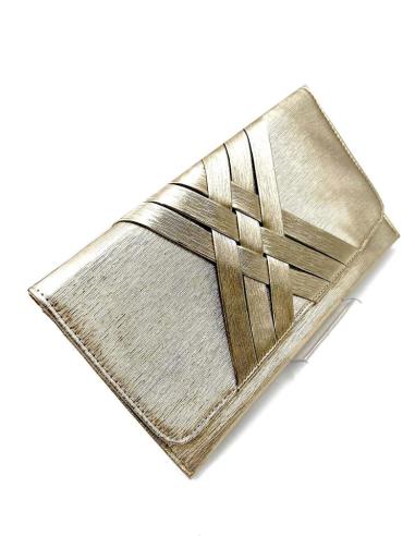 BOLSOS BODA DORADOS CARTERA ELEGANTE CON SOLAPA DRAPEADA