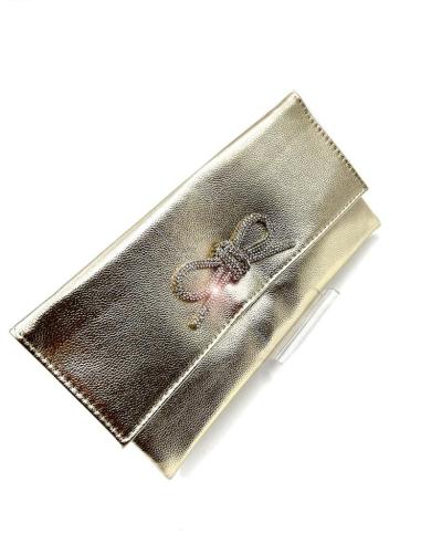 BOLSOS MUJER DORADOS CARTERA CON LAZO JOYA PARA NOCHE Y BODA