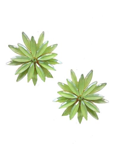 PENDIENTES PEQUEÑOS VERDES PARA BODA BONITA FLOR DE CRISTAL