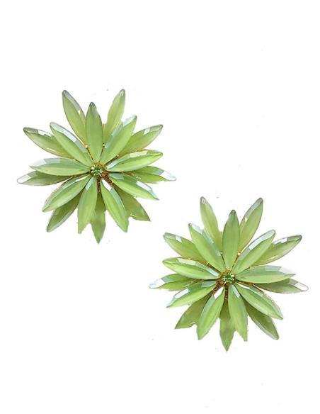 PENDIENTES PEQUEÑOS VERDES PARA BODA BONITA FLOR DE CRISTAL