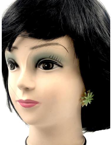 PENDIENTES PEQUEÑOS VERDES PARA BODA BONITA FLOR DE CRISTAL