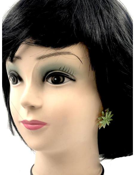 PENDIENTES PEQUEÑOS VERDES PARA BODA BONITA FLOR DE CRISTAL