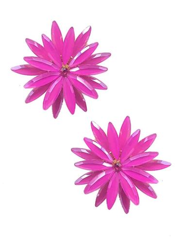 PENDIENTES PEQUEÑOS FUCSIAS PARA BODA BONITA FLOR DE CRISTAL