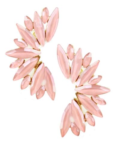 PENDIENTES MUJER ROSAS DE FIESTA Y BODA DISEÑO ABANICO CRISTAL