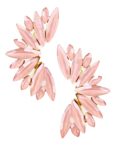 PENDIENTES MUJER ROSAS DE FIESTA Y BODA DISEÑO ABANICO CRISTAL