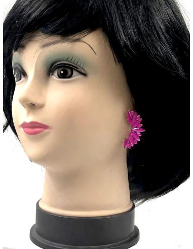 PENDIENTES MUJER FUCSIAS DE FIESTA Y BODA DISEÑO ABANICO CRISTAL