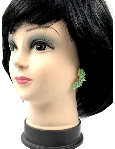 PENDIENTES MUJER VERDES DE FIESTA Y BODA DISEÑO ABANICO CRISTAL