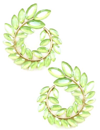 PENDIENTES VERDES DE FIESTA Y BODA DISEÑO REDONDEADO DE CRISTAL