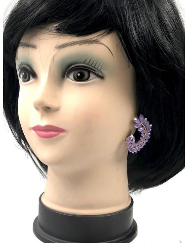 PENDIENTES MORADOS TONO LILA DE CRISTAL PARA BODAS Y FIESTA
