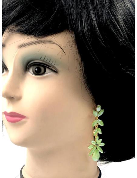 PENDIENTES BODA VERDES Y LARGOS DE CRISTAL PARA INVITADAS