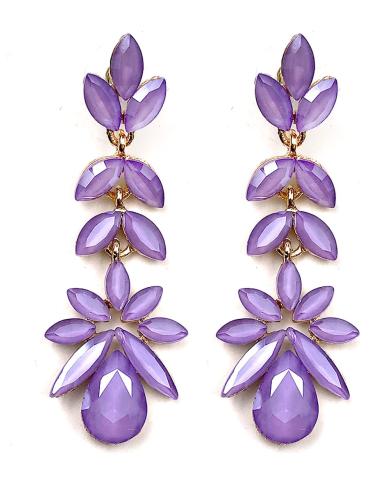 PENDIENTES BODA MORADOS Y LARGOS DE CRISTAL PARA INVITADAS