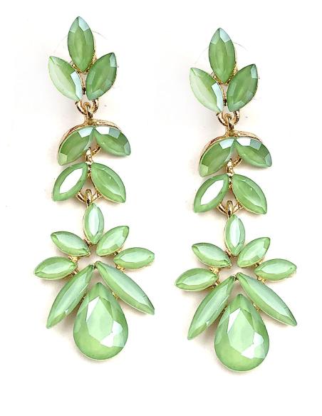 PENDIENTES BODA VERDES Y LARGOS DE CRISTAL PARA INVITADAS