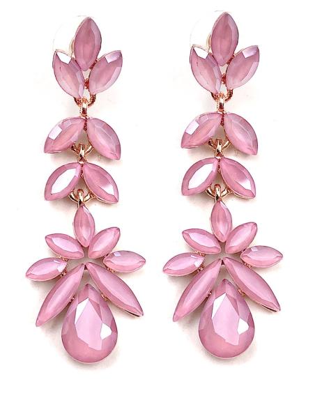 PENDIENTES BODA ROSAS DISEÑO LARGO DE CRISTAL PARA INVITADAS