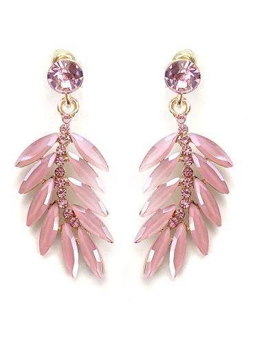 PENDIENTES DE BODA ROSAS DISEÑO DE HOJITAS DE CRISTAL