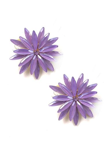 PENDIENTES PEQUEÑOS LILAS PARA BODA BONITA FLOR DE CRISTAL
