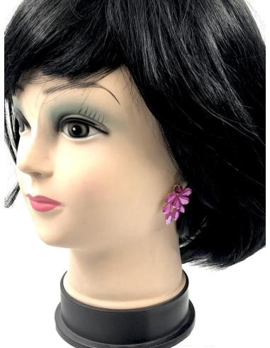 PENDIENTES MUJER FUCSIAS Y CORTOS IDEALES PARA BODAS DE DIA