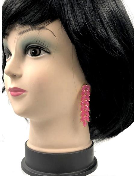 ELEGANTES PENDIENTES FUCSIAS IDEALES PARA BODAS Y EVENTOS