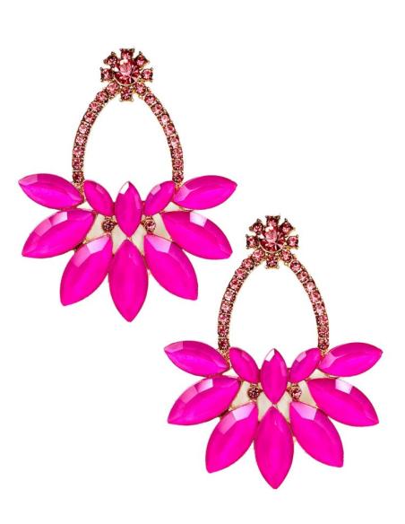 PENDIENTES LARGOS DE FIESTA Y BODA FUCSIAS MUY FAVORECEDORES