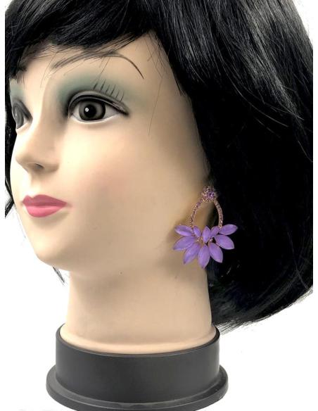 PENDIENTES LARGOS DE FIESTA Y BODA MORADOS MUY FAVORECEDORES