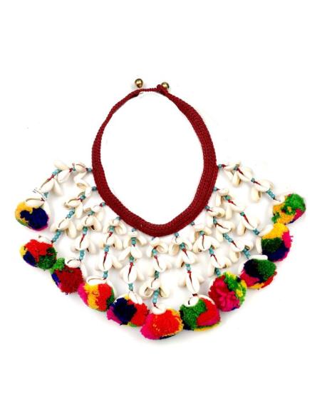 COLLARES DE MUJER BONITOS ESTILO BOHEMIO CON CONCHAS Y POMPONES