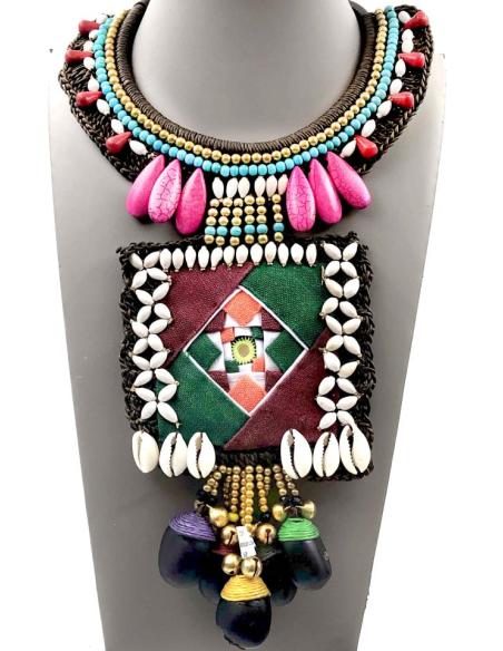 COLLARES BOHO CHIC PARA MUJER CON TELAS VISTOSAS PARA EL VERANO