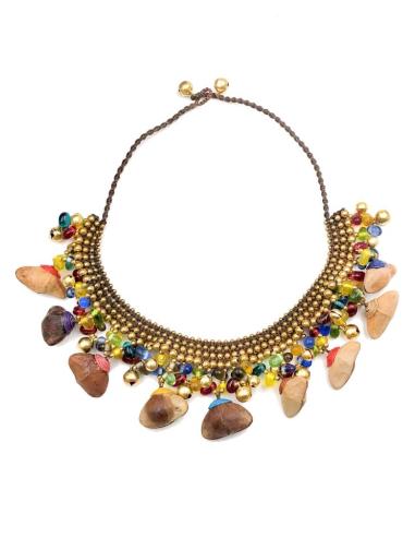 COLLARES CORTOS DE MUJER CON SEMILLAS ESTILO IBICENCO PARA VERANO