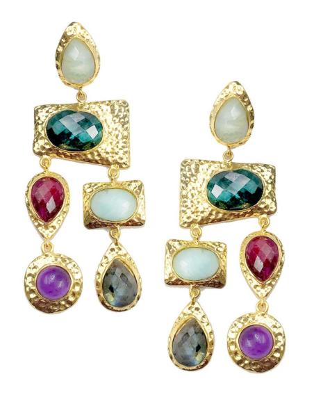 PENDIENTES LARGOS CON PIEDRAS SEMIPRECIOSAS PARA BODAS