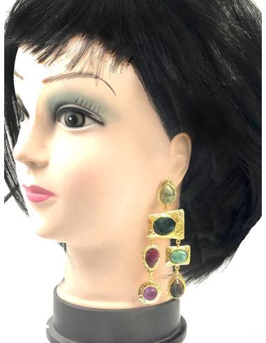 PENDIENTES LARGOS CON PIEDRAS SEMIPRECIOSAS PARA BODAS