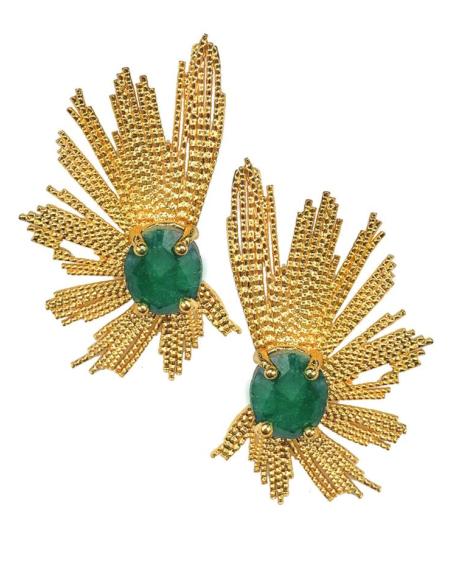PENDIENTES PARA MUJER DORADOS Y VERDES DE PIEDRA NATURAL