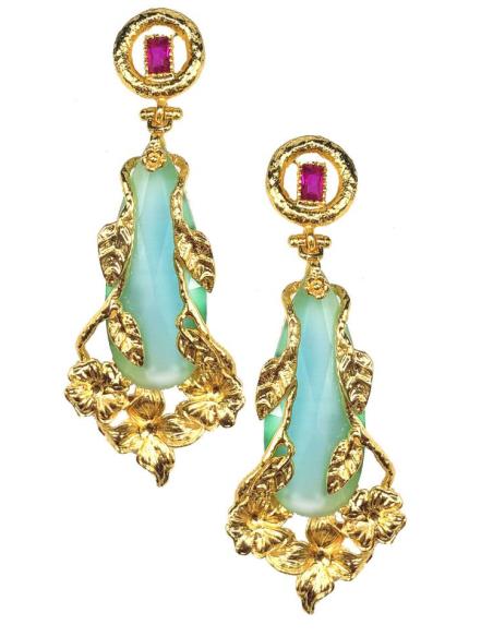 PENDIENTES MUJER LARGOS AZULES ELEGANTEMENTE DECORADOS