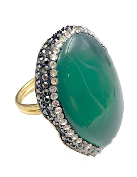 ANILLOS GRANDES MUJER DE PIEDRAS FACETADAS VERDES