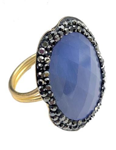 ANILLOS GRANDES MUJER DE PIEDRAS FACETADAS AZULES