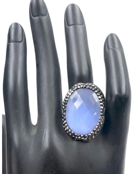 ANILLOS GRANDES MUJER DE PIEDRAS FACETADAS AZULES