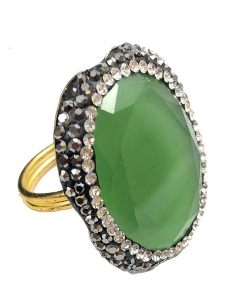 ANILLOS GRANDES MUJER DE PIEDRAS FACETADAS VERDES